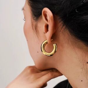 18K Gold Plated Bubble Hoop Earrings BNIB
